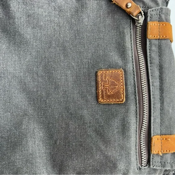 TSD Brand Canvas & Leather Backpack Messenger Bag w/Metal Clasp Pockets - Picture 2 of 6